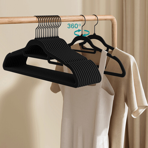 Sametová ramínka, plast, černá, set 50 ks, ASR-E1021 BK