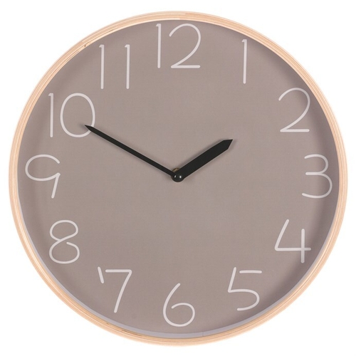 Hodiny nástěnné - pr. 32 cm, MDF a dřevěný rám, barva šedá