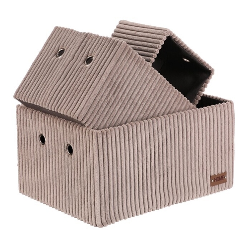 Koš regálový - manšestrový potah, šedý, cena za sadu 3 ks