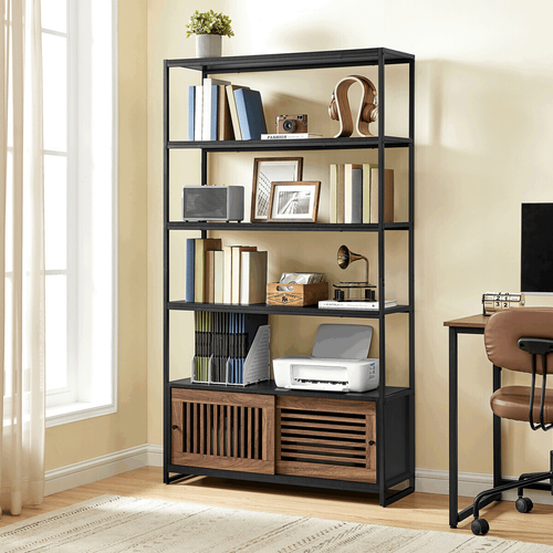 Regál, mdf, černá, AUR-E1121 BK