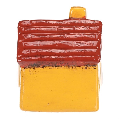 Domeček keramický - LED osvětlení, žlutý s červenou střechou