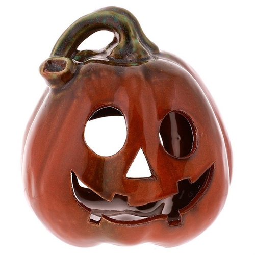 Dýně keramická - svícen, barva tmavě oranžová