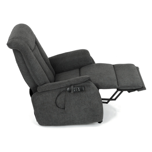 Polohovací křeslo, elektrické kabelové ovládání, šedá, látka, TV-L8963 GREY2
