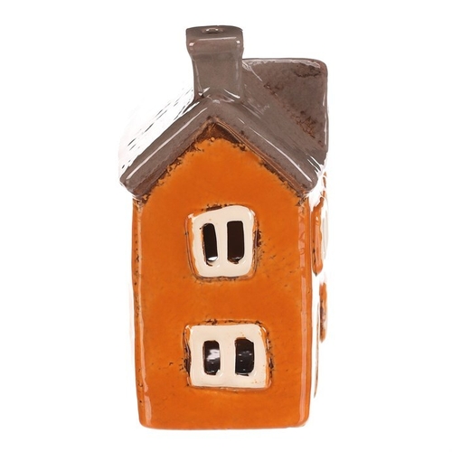 Domeček keramický - na čajovou svíčku, oranžový
