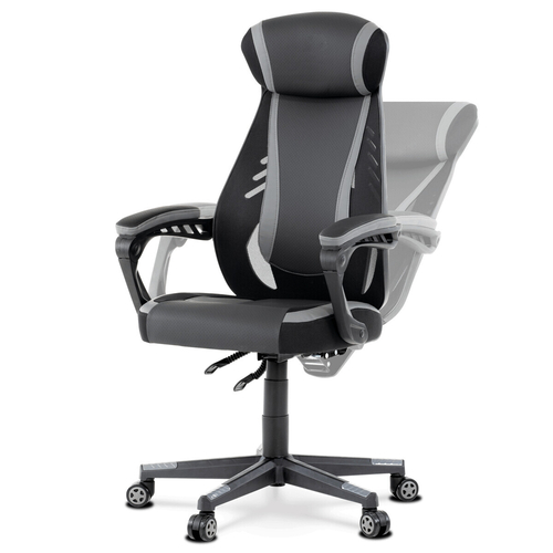 Herní křeslo, houpací mechanismus, šedá ekokůže, KA-Y213 GREY