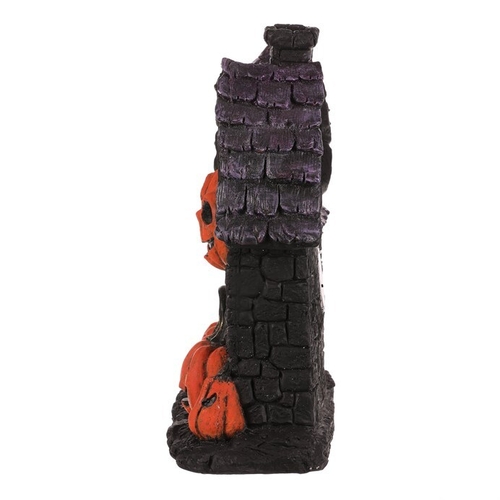 Domeček z magnesia - Halloween, LED osvětl., černý s dýněmi