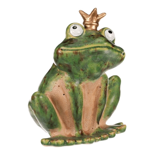 Žába s korunkou - keramická figurka, vel. L, zelená