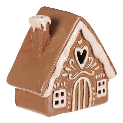 Domeček keramický - na čajovou svíčku, barva hnědá