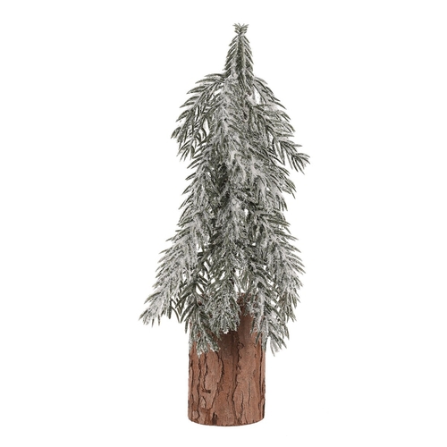 Smrk na špalku - mini, výška 32 cm, zelený, ojíněný
