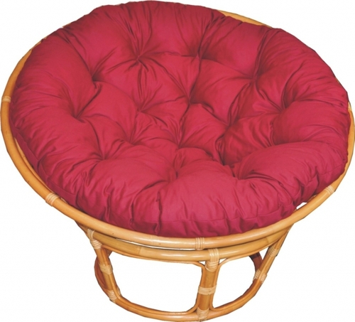 Ratanový papasan 110 cm  medový polstr vínový