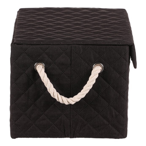 Koš regálový - látkový s uchy, hranatý, černý