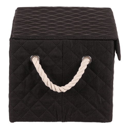 Koš regálový - látkový s uchy, hranatý, černý