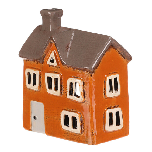 Domeček keramický - na čajovou svíčku, oranžový