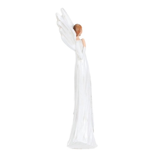 Anděl - figurka z polyresinu, imitace dřeva, vel. M, bílý