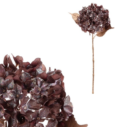 Hortenzie - umělá řezaná, hnědá s pozlacením