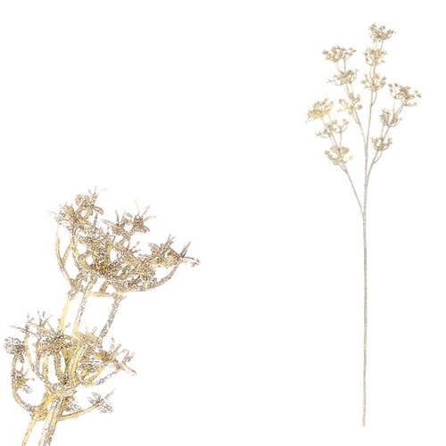 Gypsophila - umělá větev, zlatá se třpytkami