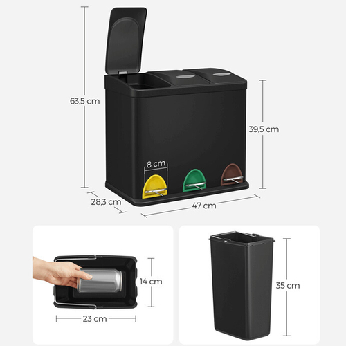 Koš na odpadky, plast, černá, AUK-E1124 BK