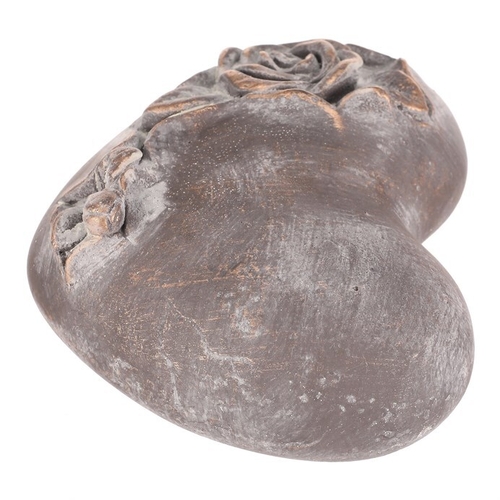 Srdce s růží - betonové, pietní, antracitově šedé