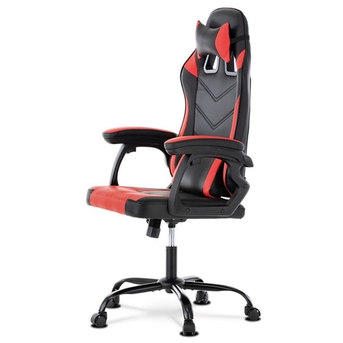 Herní křeslo, houpací mechanismus, červená ekokůže, KA-L626 RED