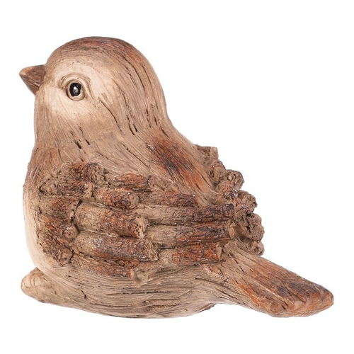 Ptáček - polyresinová figurka, vel. M, béžovo-hnědý