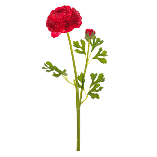 Ranunculus - umělý řezaný, květ s poupětem, tmavě-růžový