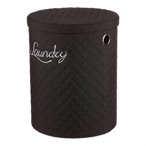 Koš prádelní - látka, kulatý, černý, cena za sadu 5 ks