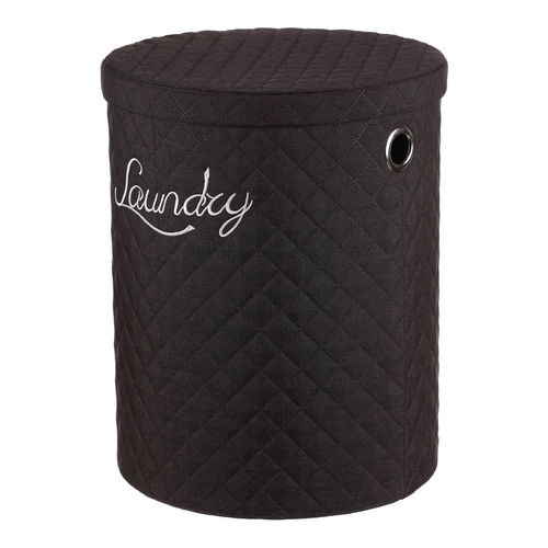 Koš prádelní - látka, kulatý, černý, cena za sadu 5 ks