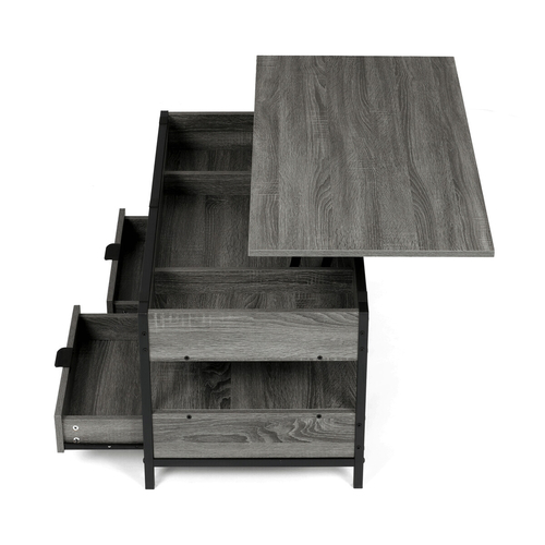 Konferenční stolek se zvedací deskou 100x50x48cm, mdf, šedý dub, CT-I1201 GREY