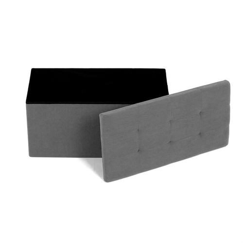 Taburet s úložným prostorem, šedá, manšestrová látka, TAB-472 GREY6