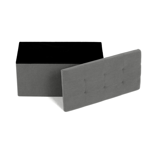 Taburet s úložným prostorem, šedá, manšestrová látka, TAB-472 GREY6