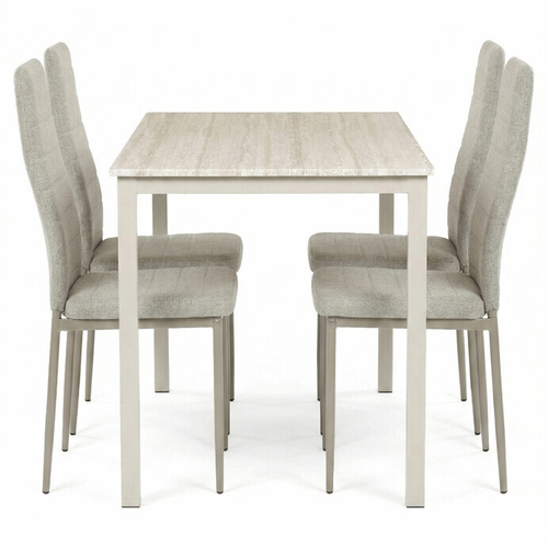 Jídelní set s 4 židlemi, 110x70x75cm, mdf, travertin, ASE-1039 CRM2