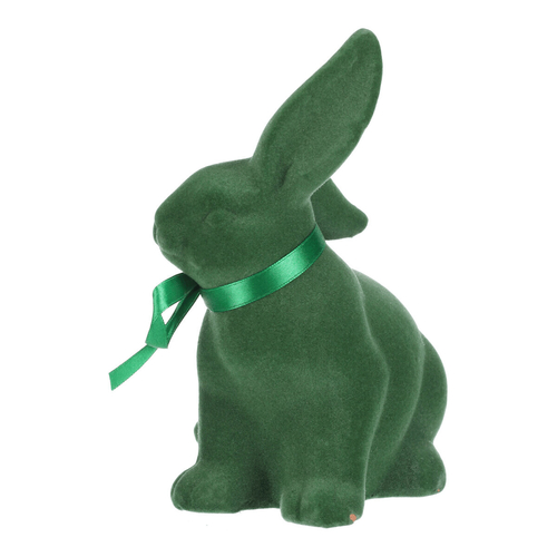 Zajíc - keramická figurka, semišový povrch, vel. M, zelená