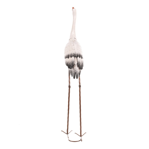 Čáp - 76 cm, kovová zahradní dekorace, barva bílá
