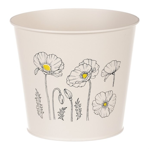 Obal kovový - motiv kvetoucího máku, krémový