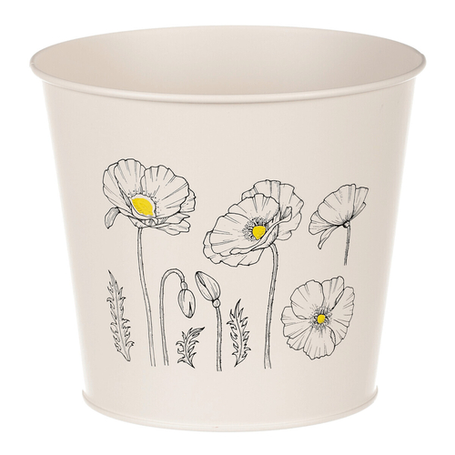 Obal kovový - motiv kvetoucího máku, krémový