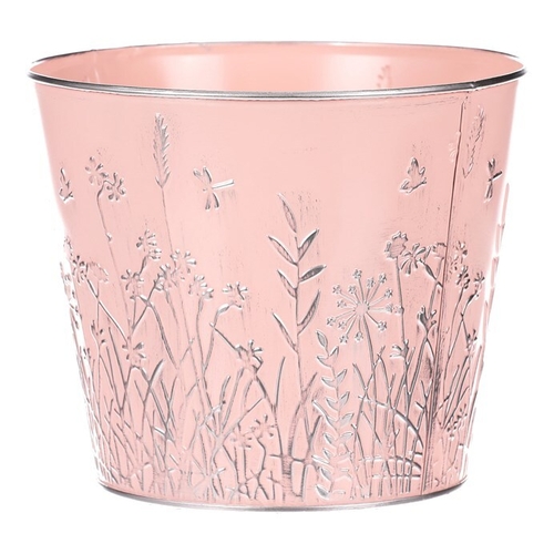 Obal na květiny kovový - barva růžová.