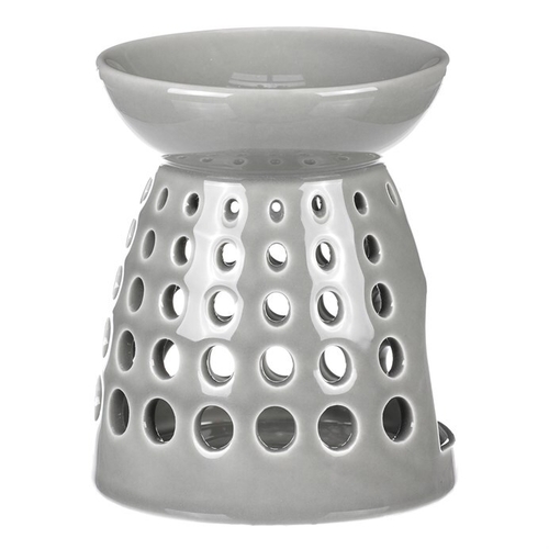 Aromalampa - porcelánová, kulaté otvory, barva šedá
