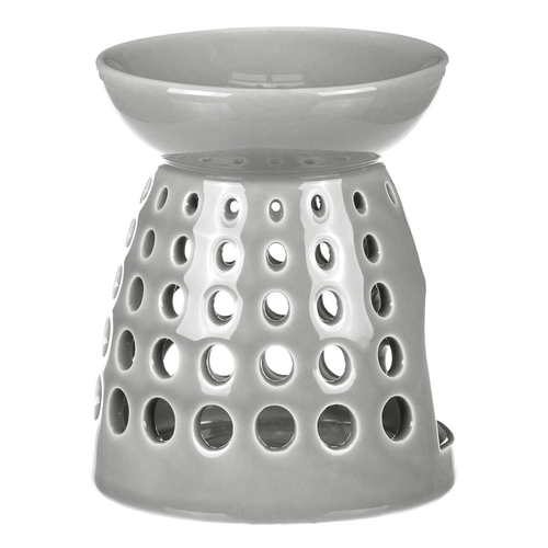 Aromalampa - porcelánová, kulaté otvory, barva šedá