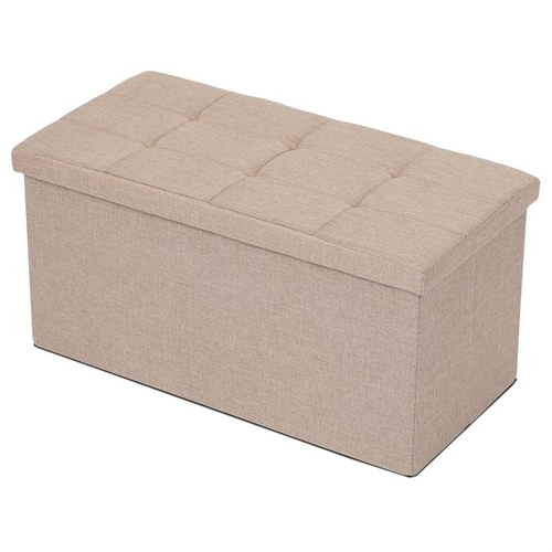 Taburet s úložným prostorem, béžová, látka, TAB-462 CRM2