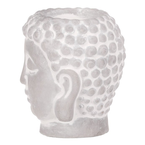 Buddha - betonová hlava, svícen, barva šedá
