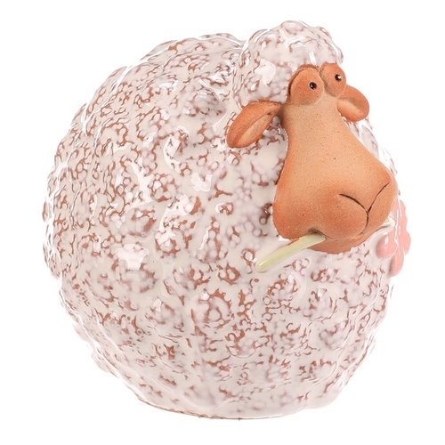 Ovečka - keramická figurka, vel. M, bílo-hnědá