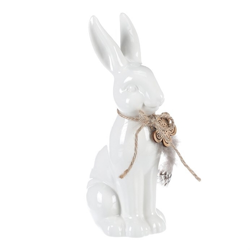 Zajíc - keramická figurka, velká, barva bílá