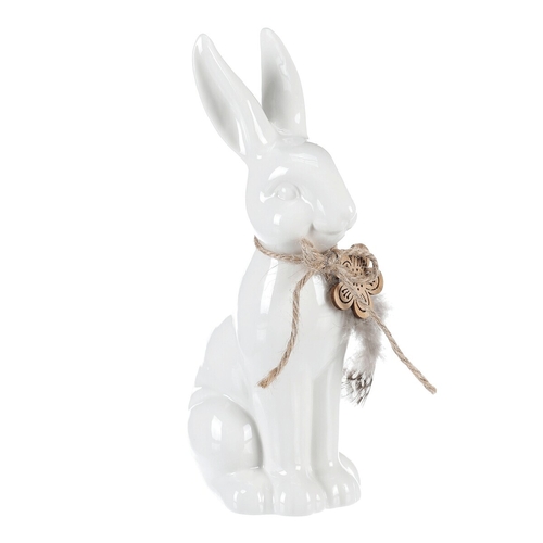 Zajíc - keramická figurka, velká, barva bílá