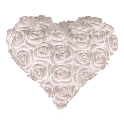Srdce s růžemi - betonové, šedé