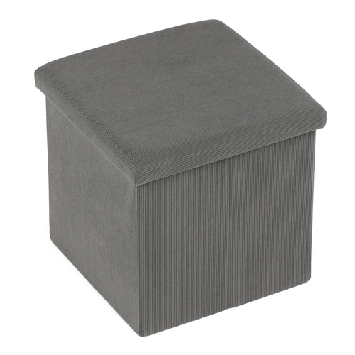 Taburet s úložným prostorem, šedá, manšestrová látka, TAB-471 GREY6