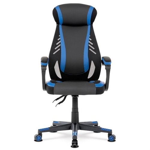 Herní křeslo, houpací mechanismus, černá ekokůže, KA-Y213 BLUE
