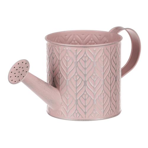 Obal kovový - tvar konve, stříbrný vzor, barva růžová