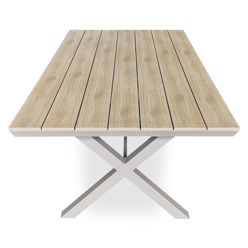 Zahradní stůl 180x100cm, hliník, polywood, béžová, AZT-S1510 OAK