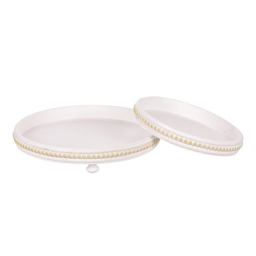 Tác dřevěný - kulatý tvar, bílý, cena za sadu 2 ks