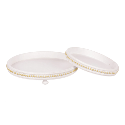 Tác dřevěný - kulatý tvar, bílý, cena za sadu 2 ks